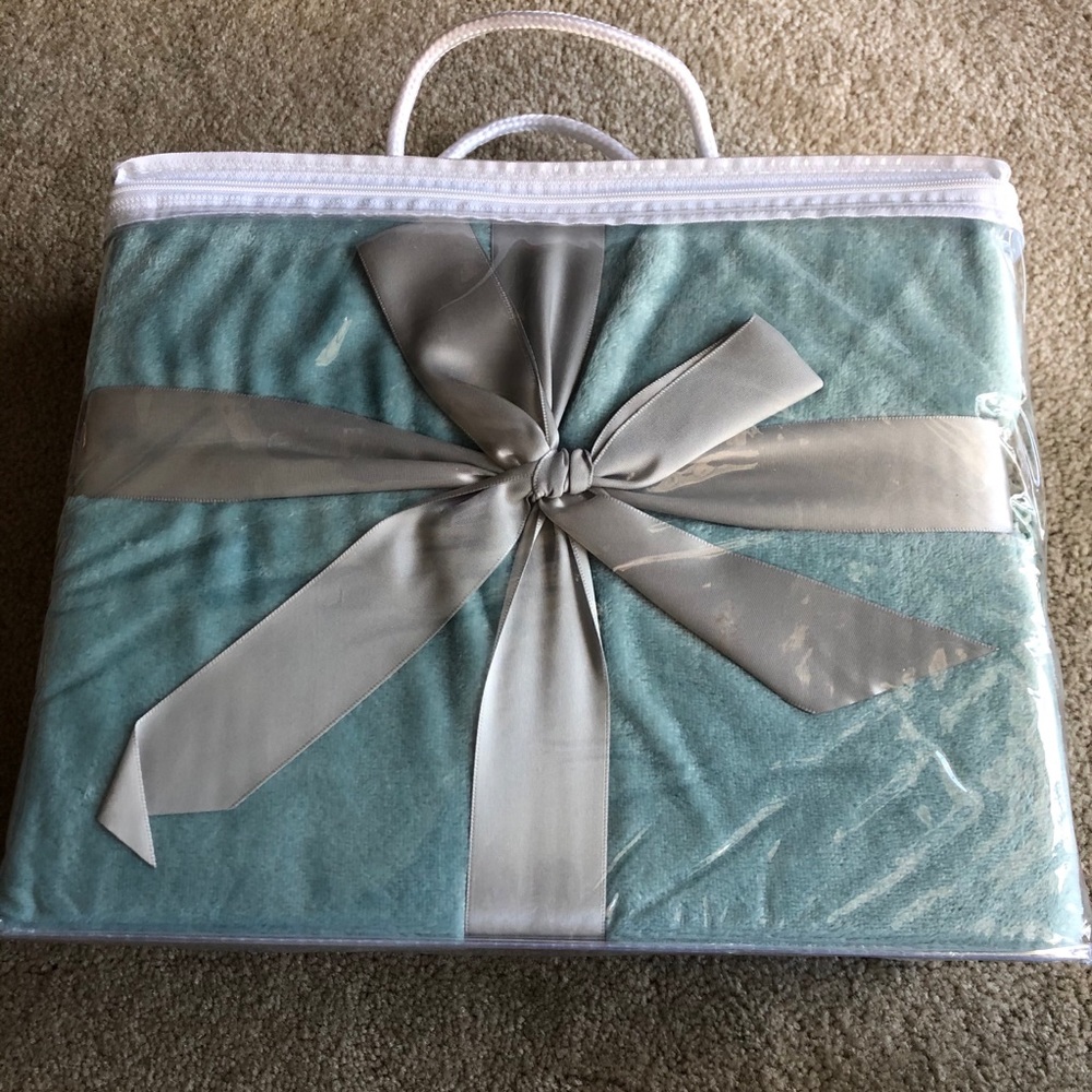 NWT Kathy Ireland baby blue Flannel Fringed Throw - Picture 3 of 3